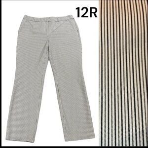 CHICOS Pants Trousers Size 12R (Chicos 2R) Vertical Stripes Wide Legs
